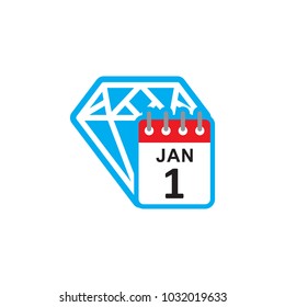 Calendar Diamond Logo Icon Design