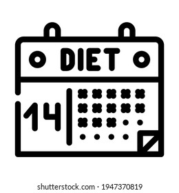 calendar diet line icon vector. calendar diet sign. isolated contour symbol black illustration