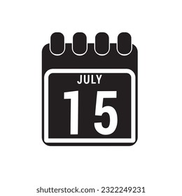 Calendar displaying day 15 ( fifteenth ) of the July - Day 15 of the month. illustration