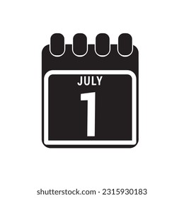 Calendar displaying day 1st ( first ) of the July - Day 1 of month. illustration, VECTOR