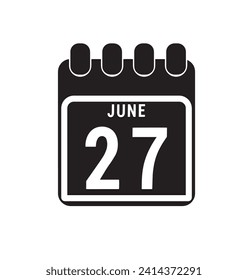 Calendar displaying day 27 (twenty-seven) of the June - Day 27 of the month. Illustration