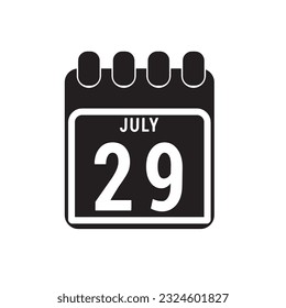 Calendar displaying day 29 (twenty-ninth) of the July - Day 29 of the month. illustration