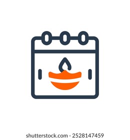 Calendar for Diwali Celebration Vector Icon