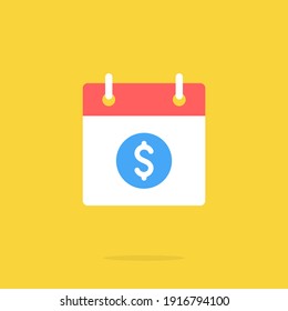 Calendar and dollar icon. Flat design. Vector icon