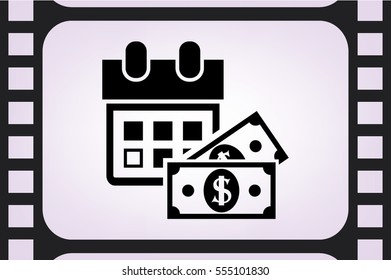 Calendar and dollar money icon vector illustration eps10. Isolated badge for website or app - stock infographics.