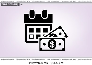 Calendar and dollar money icon vector illustration eps10. Isolated badge for website or app - stock infographics. 
