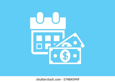 Calendar and dollar money icon vector illustration eps10. Isolated badge for website or app - stock infographics..