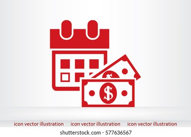 Calendar and dollar money icon vector illustration eps10. Isolated badge for website or app - stock infographics 