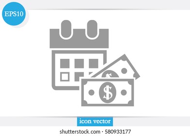 Calendar and dollar money icon vector illustration eps10. Isolated badge for website or app - stock infographics 