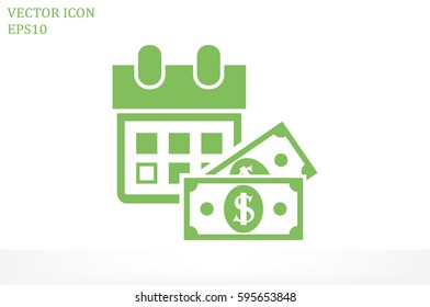 Calendar and dollar money icon vector illustration eps10. Isolated badge for website or app - stock infographics 