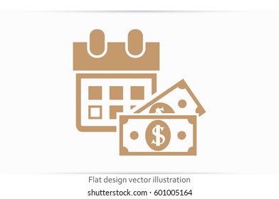 Calendar and dollar money icon vector illustration eps10. Isolated badge for website or app - stock infographics.