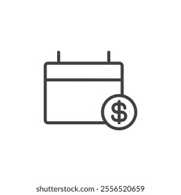 Calendar with dollar sign icon Vector logo outline