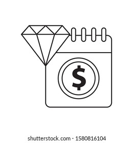 calendar with dollar symbol and diamond vector illustration design