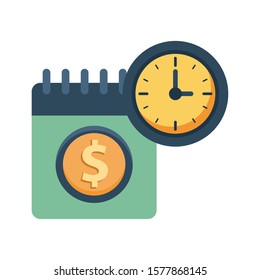 calendar with dollar symbol and watch vector illustration design