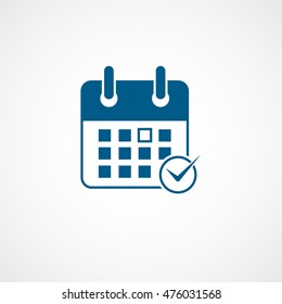 Calendar Done Add Blue Flat Icon On White Background