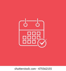 Calendar Done Add Flat Icon On Red Background