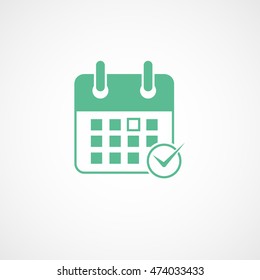 Calendar Done Add Green Flat Icon On White Background