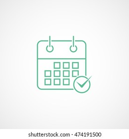 Calendar Done Add Green Line Icon On White Background