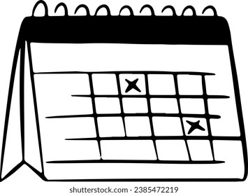 Calendar Doodle Drawing Vector Illustration