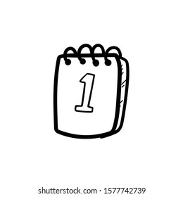 calendar doodle icon vector hand drawing 