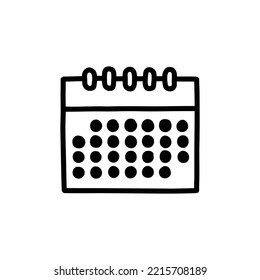 calendar doodle icon, vector illustration