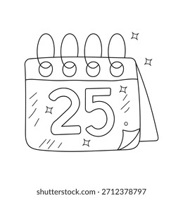 Icono de doodle de calendario con Vector de fondo blanco Ilustración de stock