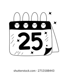 Icono de doodle de calendario con Vector de fondo blanco Ilustración de stock