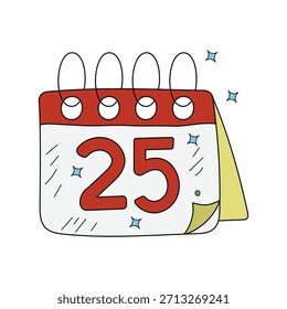 Icono de doodle de calendario con Vector de fondo blanco Ilustración de stock
