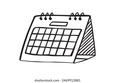  Kalender-Doodle-Zeitplan Handgezeichnetes Skizzen-Stil-Symbol. Datum, Erinnerung an das handgezeichnete Konzept. Vektorillustration