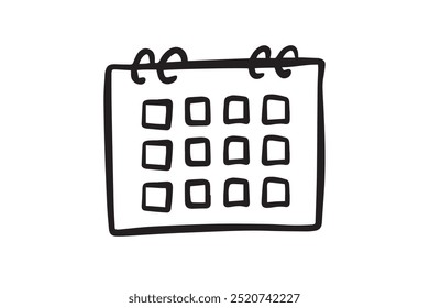  Calendar doodle schedule hand drawn sketch style icon. Date, reminder hand drawn concept. Vector illustration