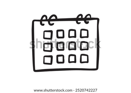  Calendar doodle schedule hand drawn sketch style icon. Date, reminder hand drawn concept. Vector illustration