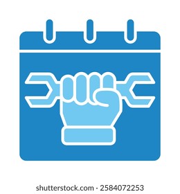 Calendar dual tone blue color icon, mini, small illustration. use for modern concept, print, UI, UX kit, web and app development. Vector EPS 10, related to industrial, business, finance, investment.