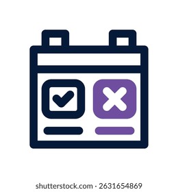calendar duotone icon. Sleek and modern vector icon for websites, mobile apps, marketing materials, and corporate design. Fully scalable and ready to use.