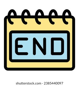 Calendar duration end icon outline vector. Time digital. Schedule call color flat