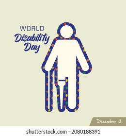 Calendar for each day on december 3. Greeting card. Holiday - World Disabilities day.