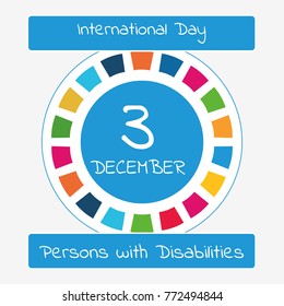 Calendar for each day on december 3. Greeting card. Holiday - World Disabilities day. Icon in the linear style
