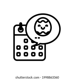 Kalender mit Ostereier-Umrisssymbole. Vektorgrafik. Bearbeitbarer Strich. Einzeln Symbol geeignet für Web, Infografiken, Interface und Apps.