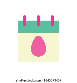 calendar with easter egg painted flat style vector illustration design