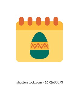 calendar with easter egg painted flat style vector illustration design