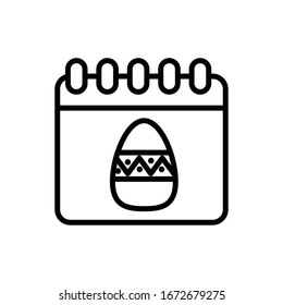 calendar with easter egg painted line style vector illustration design
