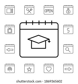 Calendario, educación, icono de vector plano en el paquete de calendario