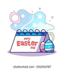 Calendar with Eggs to Easter Day Vector Icon Illustration in Flat Cartoon style for Web Landing Pages with Banner or Sticker and Background