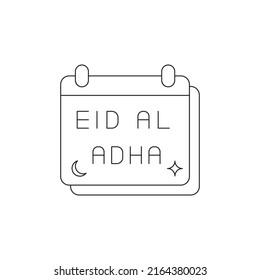 Calendar and Eid al adha concept line icon. Simple element illustration. Calendar and Eid al adha concept outline symbol design from Eid Al Adha set. Can be used for web and mobile on white background