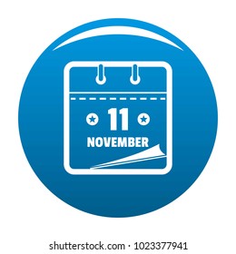 Calendar eleventh november icon vector blue circle isolated on white background 