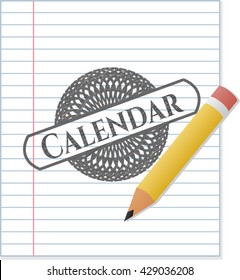 Símbolo del calendario con efecto de lápiz