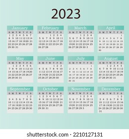 Calendar for English speaking countries. 2023 english wall calendar.