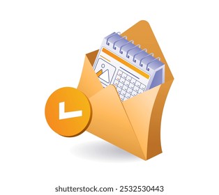 Calendar in envelope flat illustration