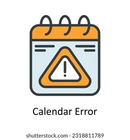 Calendar Error  Vector Fill outline Icon Design illustration. Network and communication Symbol on White background EPS 10 File
