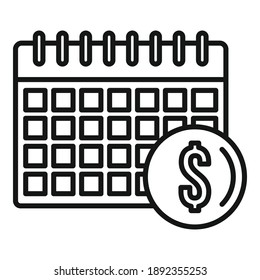 Calendar estimator icon. Outline calendar estimator vector icon for web design isolated on white background