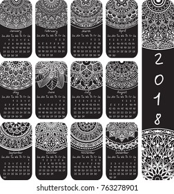 calendar with ethnic patterns for 2018